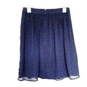 J. Crew Womens Skirt Sz 2 Gold thread Blue Lined Semi Sheer Knee-Length Coastal